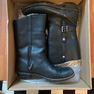 Black leather UGG boots